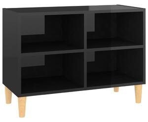 TV stolek nohy z masivního dřeva černý vysoký lesk 69,5x30x50cm