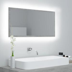 LED koupelnové zrcadlo betonově šedé 90x8,5x37 cm dřevotříska