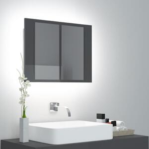LED koupelnová skřínka se zrcadlem lesklá šedá 60 x 12 x 45 cm