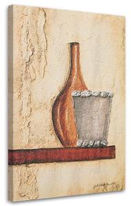 Obraz na plátně Hliněný džbán na dřevěné polici Rozměry: 40 x 60 cm