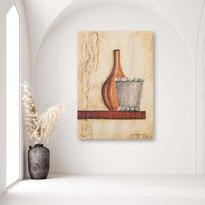 Obraz na plátně Hliněný džbán na dřevěné polici Rozměry: 40 x 60 cm