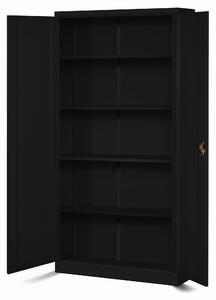 Plechová policová skříň JAN, 900 x 1850 x 400 mm, černá