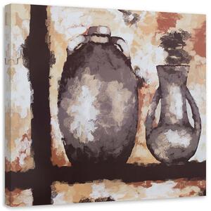 Obraz na plátně Hliněné džbány na skříni Rozměry: 30 x 30 cm