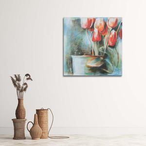 Obraz na plátně Červené tulipány ve váze Rozměry: 30 x 30 cm