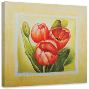 Obraz na plátně Tři červené tulipány Rozměry: 30 x 30 cm