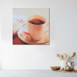 Obraz na plátně Káva v bílém šálku Rozměry: 30 x 30 cm