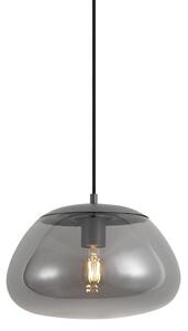 Retro závěsná lampa antracitová s kouřovým sklem - Giselle