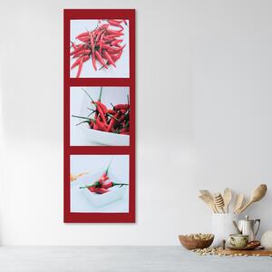 Obraz na plátně Červené chilli papričky na červeném pozadí Rozměry: 30 x 90 cm