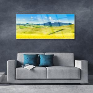 Akrylový obraz Vesnice Hory Krajina 125x50 cm
