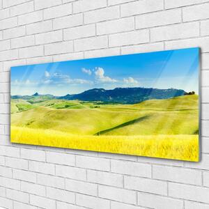 Akrylový obraz Vesnice Hory Krajina 125x50 cm