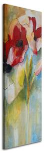 Obraz na plátně Máky a poupata růží Rozměry: 30 x 90 cm