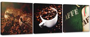 Sada obrazů na plátně Aroma kávy - 3 dílná Rozměry: 90 x 30 cm