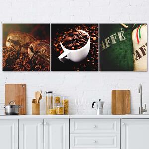 Sada obrazů na plátně Aroma kávy - 3 dílná Rozměry: 90 x 30 cm