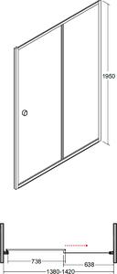 Besco Duo Slide sprchové dveře 140 cm posuvné chrom lesk/průhledné sklo DDS-140