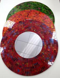 Zrcadlo kulaté - zelené MOZAIKA, 50 cm, ruční práce