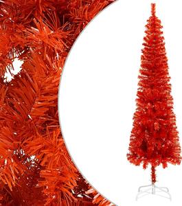 Úzký vánoční stromek s LED a sadou koulí červený 210 cm