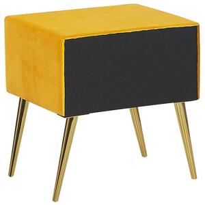 Noční stolek žlutý sametový FLAYAT