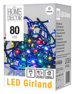 Světelný řetěz barevný 80 LED, 6 + 3 m