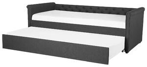 Rozkládací čalouněná postel 80 x 200 cm tmavě šedá LIBOURNE