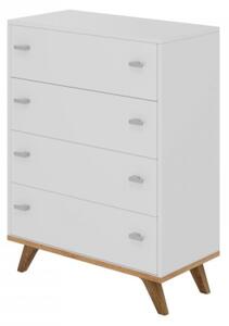 Komoda Tunbergia TN03 K4SZ, Barva: Bílá / bílá + dub Craft zlatý 5902928117837