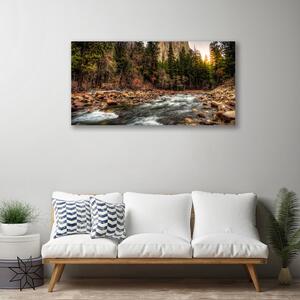 Obraz na plátně Les Jezero Příroda 125x50 cm