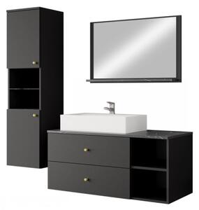 Koupelnový nábytek Kiegi II, Barva: czarny mat / czarny mat + czarny marmur, Sifon k umyvadlu: ne, Umyvadlo: ne 5903211320057