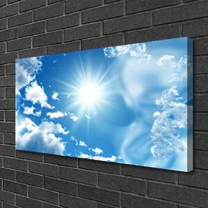 Obraz na plátně Slunce Mraky Nebe Modř 140x70 cm
