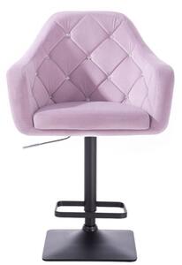 LuxuryForm Barová židle ROMA VELUR na černé podstavě - fialový vřes