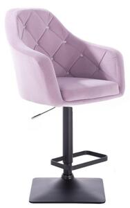 LuxuryForm Barová židle ROMA VELUR na černé podstavě - fialový vřes