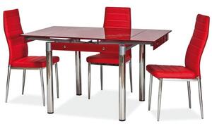 Rozkládací jídelní stůl GD082 červená/chrom