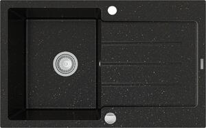 MEXEN - Bruno granitový dřez 1 s odkapávačem 795x495 mm, černá / zlatá metal 6513791010-75