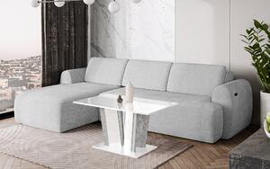 Konferenční stolek DOHA 2 Kombinace barev: doha 2 coffee table bílý lesk/kámen