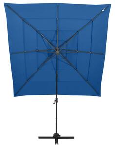 4stupňový slunečník s hliníkovou tyčí azurově modrý 250x250 cm