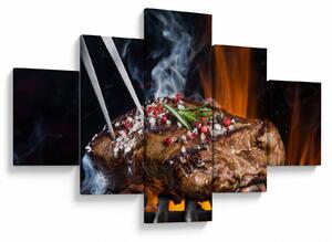 Obraz steaku na grilu (125x70 cm)