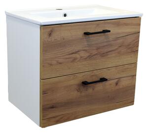 BPS-koupelny Koupelnová skříňka s keramickým umyvadlem Agria W 60 - bílá/zlatý dub