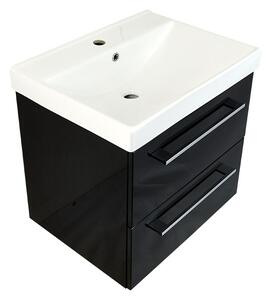 Koupelnová skříňka s keramickým umyvadlem Emilio B 60 - černá