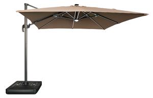 Zahradní slunečník Houseland Vexon s LED osvětlením 300x300 cm světle hnědý