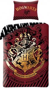 Bavlněné ložní povlečení Harry Potter - motiv se zlatým erbem Bradavic - 100% bavlna - 70 x 90 cm + 140 x 200 cm