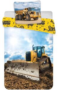 Povlečení do dětské postýlky Buldozer a sklápěčka - 100% bavlna - 40 x 60 cm + 100 x 135 cm