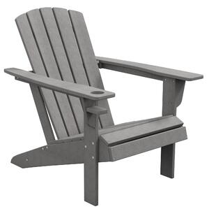 Zahradní křeslo Outsunny s držákem na hrnek, patio křeslo, venkovní křeslo, zahradní nábytek, balkonové křeslo, Adirondack, šedé, HDPE, 75 x 87 x 90 c