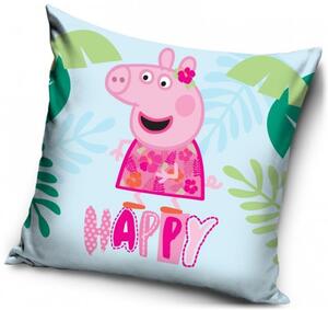 Polštář Prasátko Peppa - motiv Happy - 40 x 40 cm