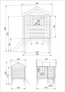 Dětský dřevěný domek M501B 175x130x205cm