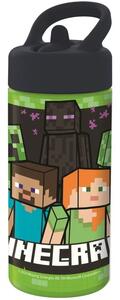 Sportovní láhev na pití Minecraft s brčkem a nekapajícím (anti-drip) uzávěrem - objem 410 ml