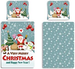 Vánoční bavlněné ložní povlečení A Very Merry Christmas and Happy New Year - 100% bavlna - 70 x 90 cm + 140 x 200 cm