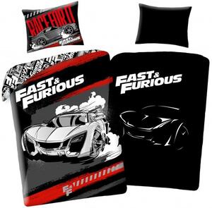 Bavlněné ložní povlečení Rychle a zběsile - Fast & Furious - se svítícím efektem - 100% bavlna - 140 x 200 cm + 70 x 90 cm