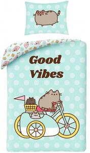 Bavlněné ložní povlečení Pusheen - motiv Good Vibes - 100% bavlna - 70 x 90 cm + 140 x 200 cm