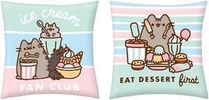 Oboustranný polštář kočička Pusheen - motiv Ice cream fan club - 40 x 40 cm