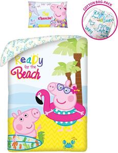 Bavlněné ložní povlečení Prasátko Peppa - motiv Ready for The Beach - 100% bavlna - 70 x 90 cm + 140 x 200 cm