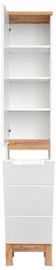 CMD COMAD - Koupelnová skříňka vysoká s prádelním košem Bali White - bílá - 35x187x33 cm