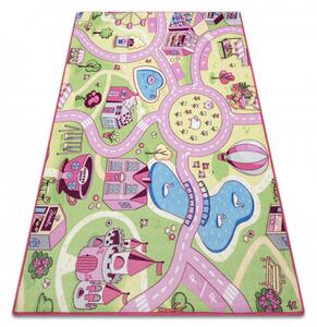 Dětský koberec REBEL ROADS Sweet town 26 Cukrovinky, protiskluzový - růžový / zelený